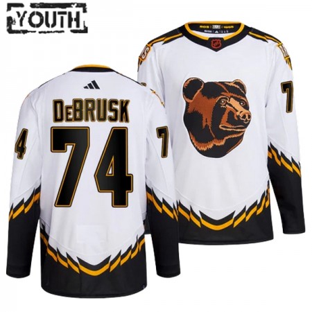 Boston Bruins Dresy Jake Debrusk 74 Adidas 2022-23 Bílý Reverse Retro 2.0 Authentic - Dětské Boston Bruins Dresy Jake Debrusk 74 Adidas 2022-23 Bílý Reverse Retro 2.0 Authentic - Dětské